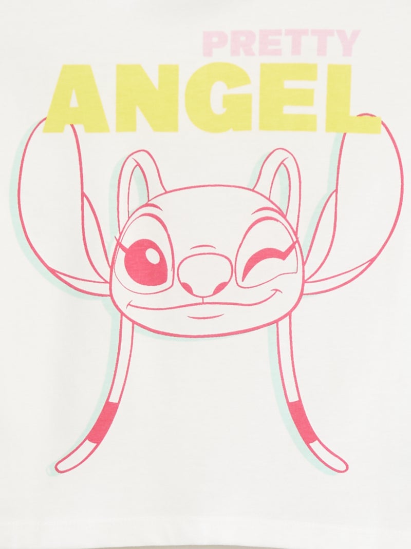 T-shirt crop top 'Stitch' Bianco - Kiabi