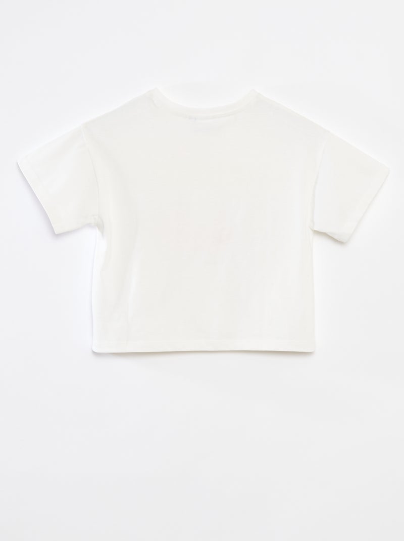 T-shirt crop top 'Stitch' Bianco - Kiabi