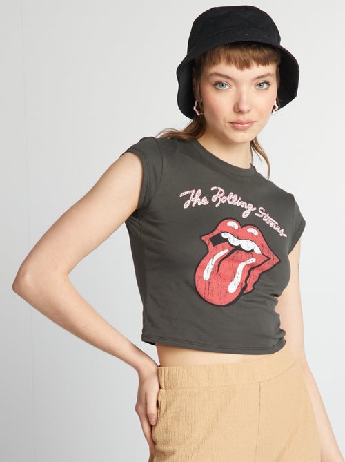 T-shirt crop top 'The Rolling Stones' - Kiabi