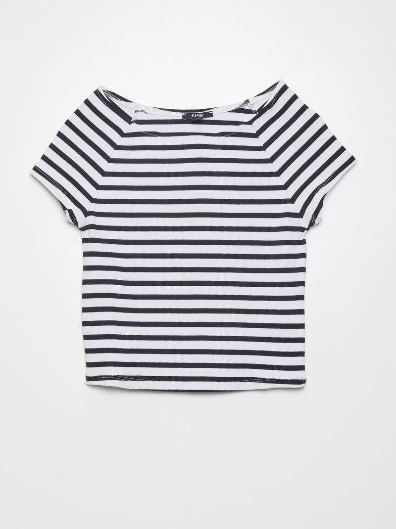 T-shirt cropped a coste BIANCO - Kiabi