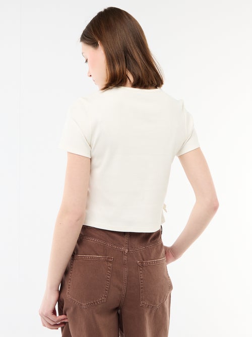 T-shirt cropped a coste con nodi - Kiabi