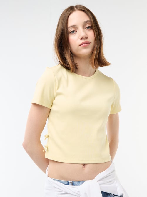 T-shirt cropped a coste con nodi - Kiabi