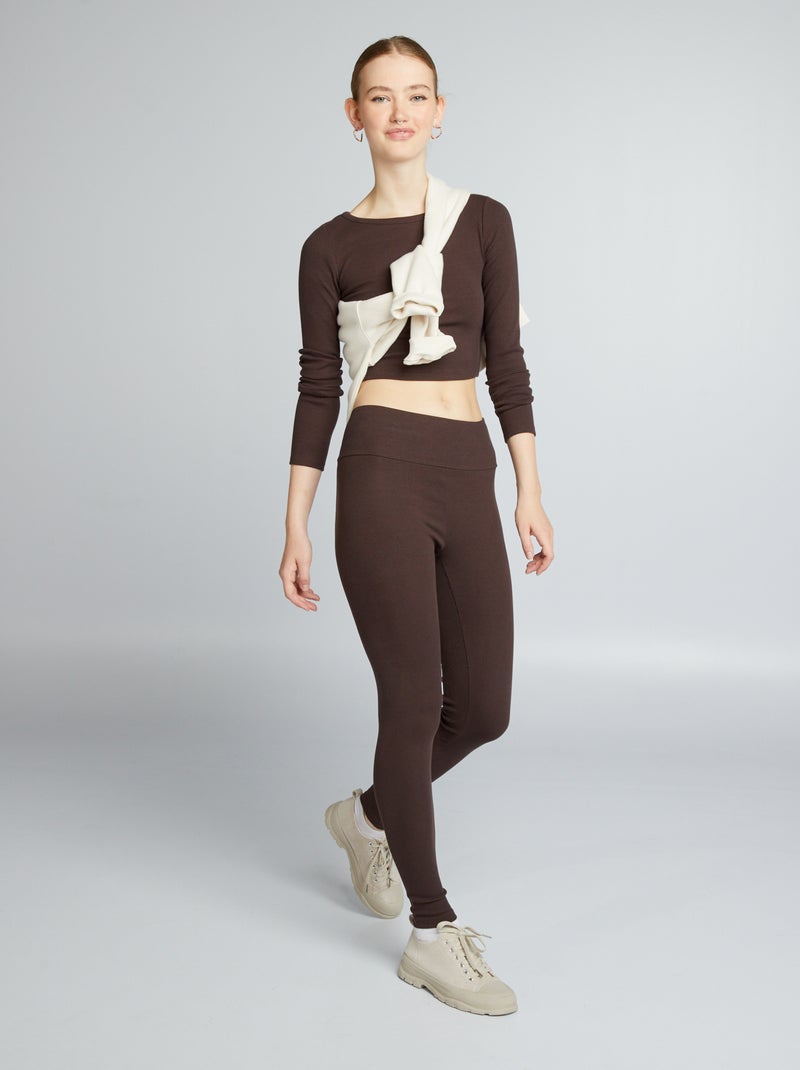 T-shirt cropped a coste MARRONE - Kiabi