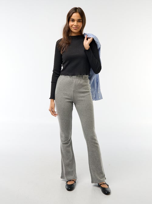 T-shirt cropped a maniche lunghe e tessuto crêpe - Kiabi