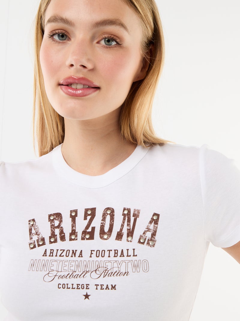 T-shirt cropped 'Arizona' Bianco - Kiabi