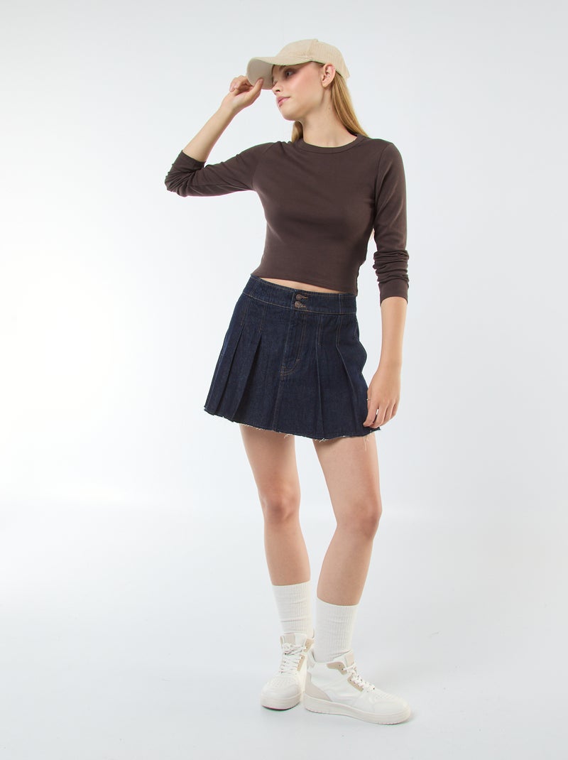 T-shirt cropped basic Marrone - Kiabi