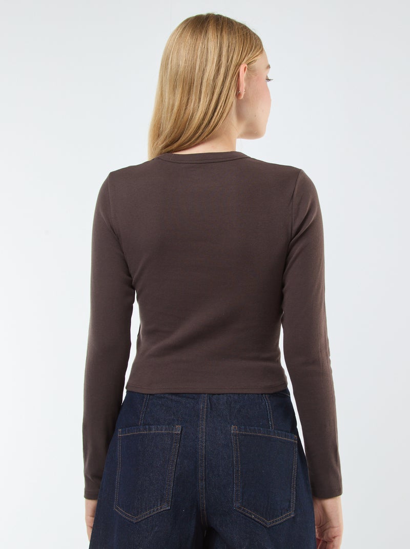 T-shirt cropped basic Marrone - Kiabi