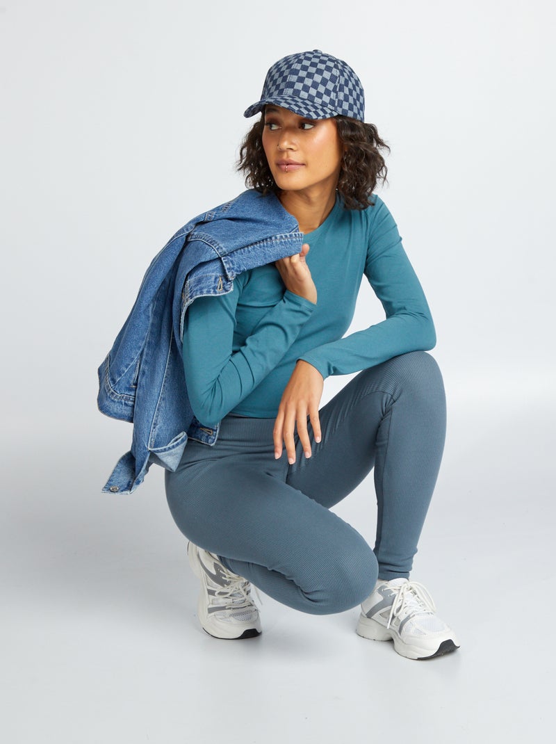T-shirt cropped blu scuro - Kiabi