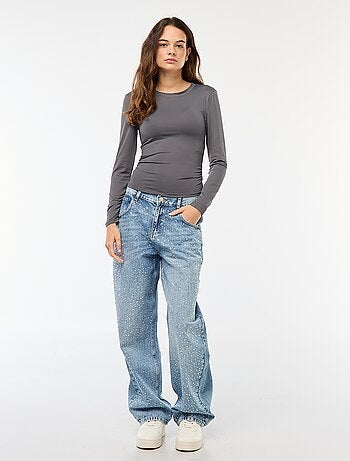 T-shirt cropped con effetto stropicciato