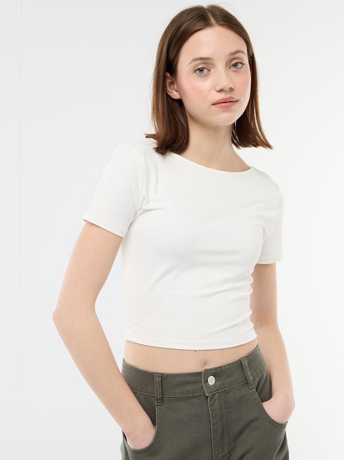 T-shirt cropped con scollo quadrato sulla schiena - Kiabi