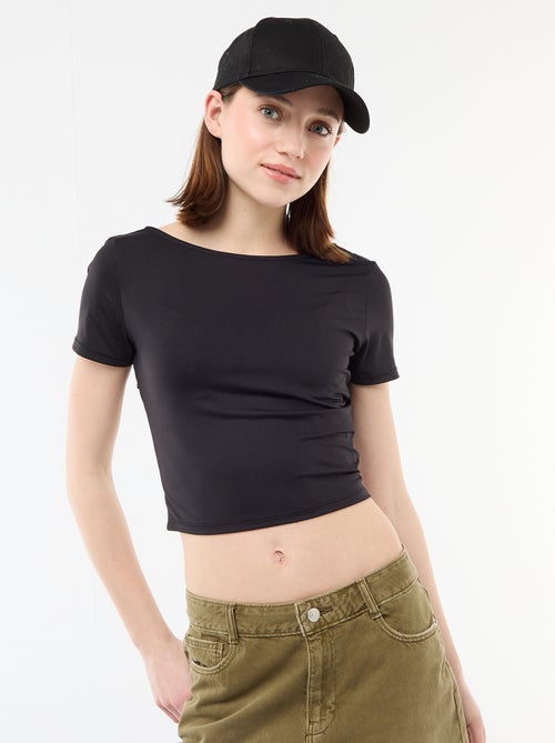 T-shirt cropped con scollo quadrato sulla schiena - Kiabi