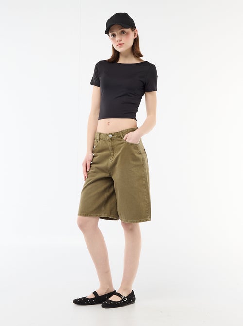 T-shirt cropped con scollo quadrato sulla schiena - Kiabi