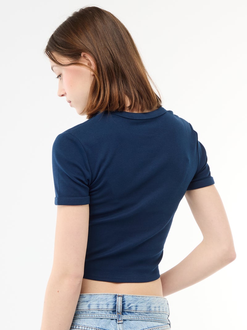 T-shirt cropped con stampa Blu - Kiabi