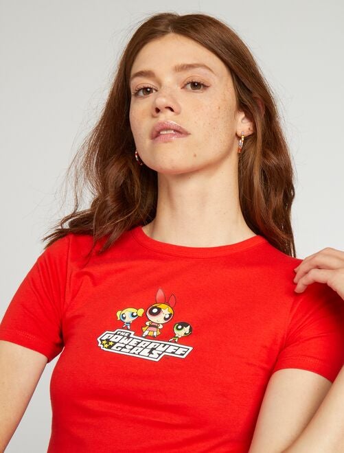 T-shirt cropped con stampa 'Le Superchicche' - Kiabi