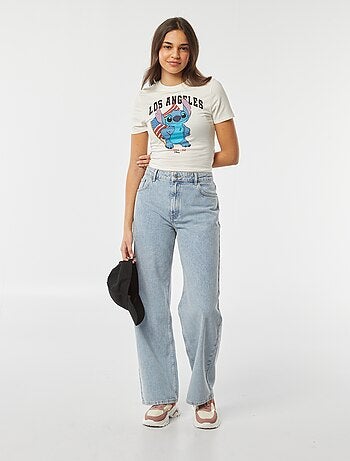 T-shirt cropped con stampa 'Stitch'