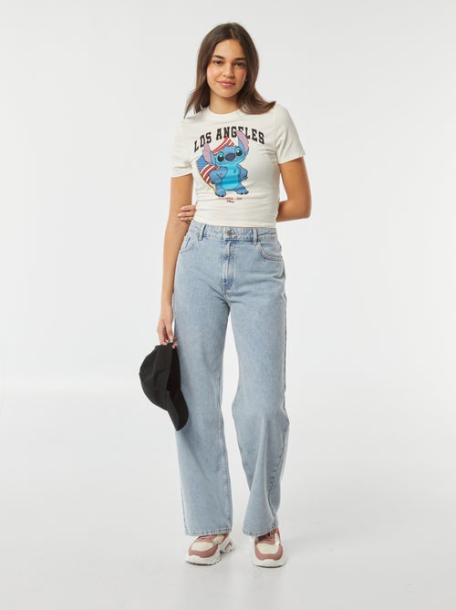 T-shirt cropped con stampa 'Stitch' - Kiabi