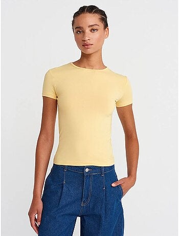 T-shirt cropped da donna slim fit con girocollo dilvin