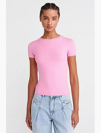 T-shirt cropped da donna slim fit con girocollo dilvin