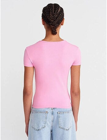 T-shirt cropped da donna slim fit con girocollo dilvin
