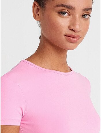 T-shirt cropped da donna slim fit con girocollo dilvin