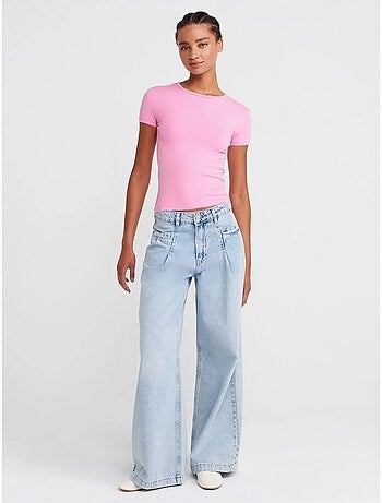 T-shirt cropped da donna slim fit con girocollo dilvin