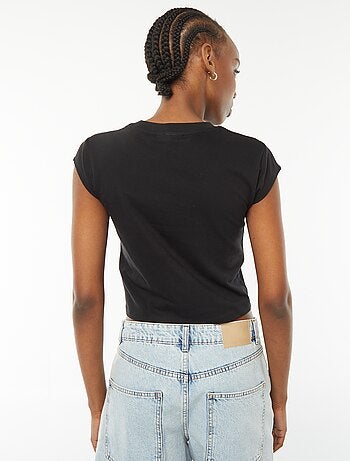 T-shirt cropped fit a maniche corte con stampa "Nirvana