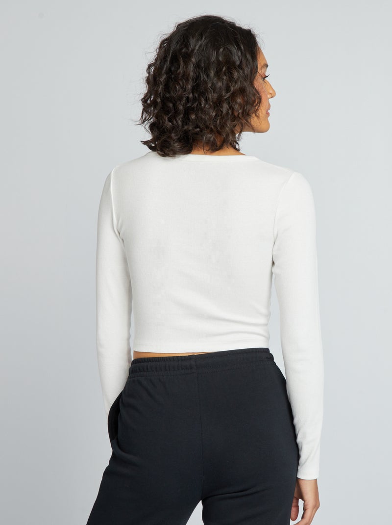 T-shirt cropped in maglia a coste Bianco - Kiabi