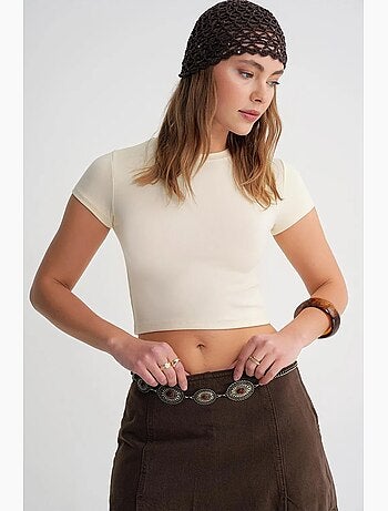 T-shirt cropped in maglia aderente mixray