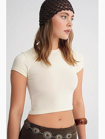 T-shirt cropped in maglia aderente mixray