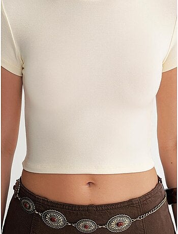T-shirt cropped in maglia aderente mixray