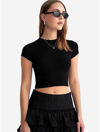 T-shirt cropped in maglia aderente mixray