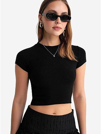 T-shirt cropped in maglia aderente mixray
