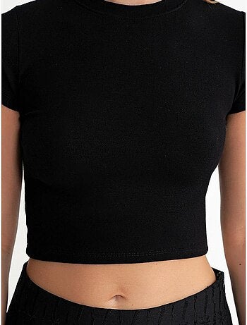 T-shirt cropped in maglia aderente mixray