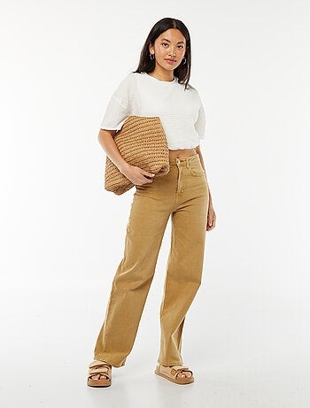T-shirt cropped in maglia goffrata