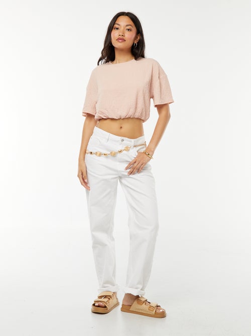 T-shirt cropped in maglia goffrata - Kiabi