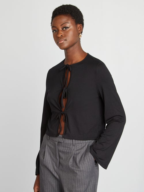 T-shirt cropped maniche a pagoda - Kiabi