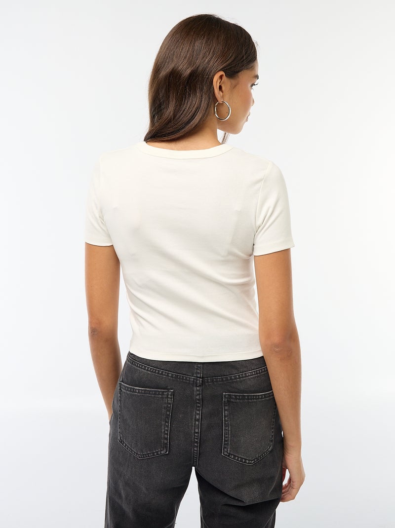 T-shirt cropped maniche corte BIANCO - Kiabi