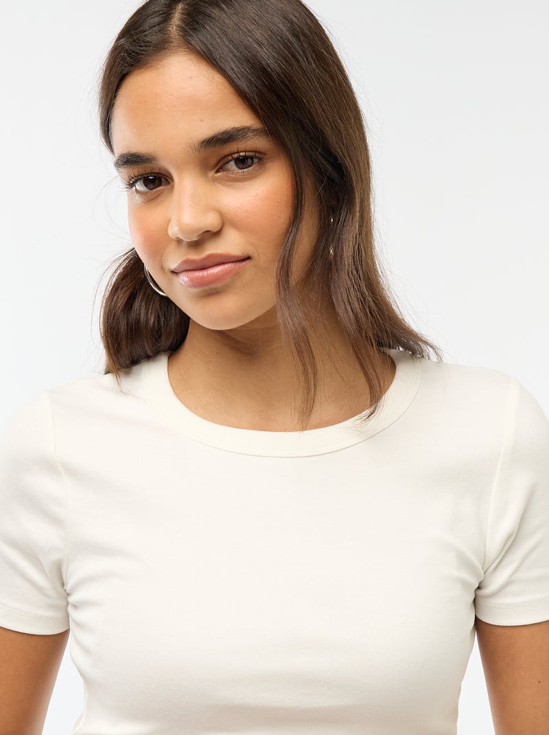 T-shirt cropped maniche corte BIANCO - Kiabi