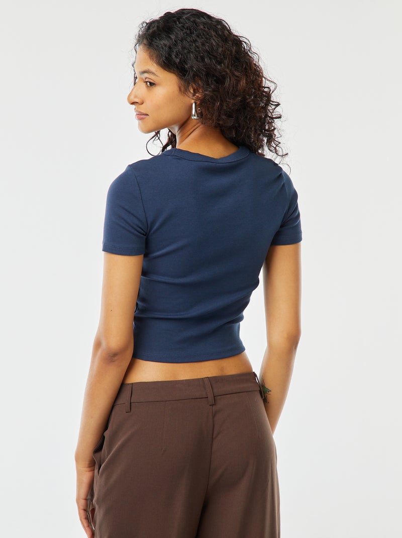 T-shirt cropped maniche corte Blu - Kiabi