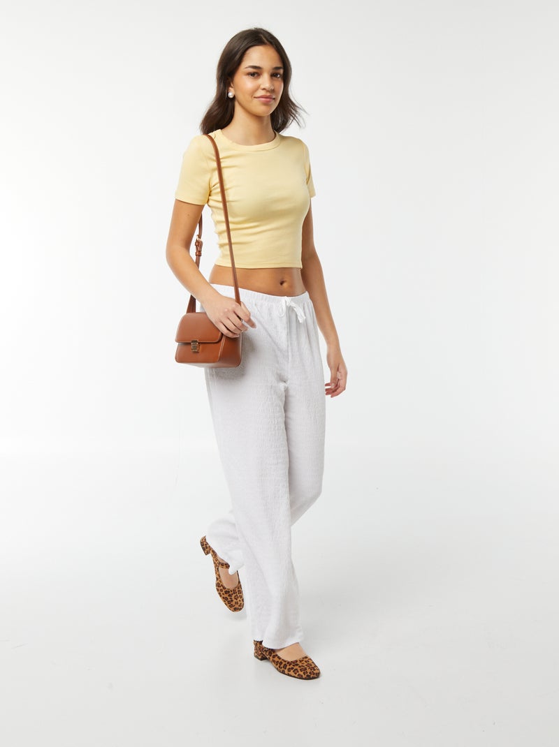 T-shirt cropped maniche corte GIALLO - Kiabi