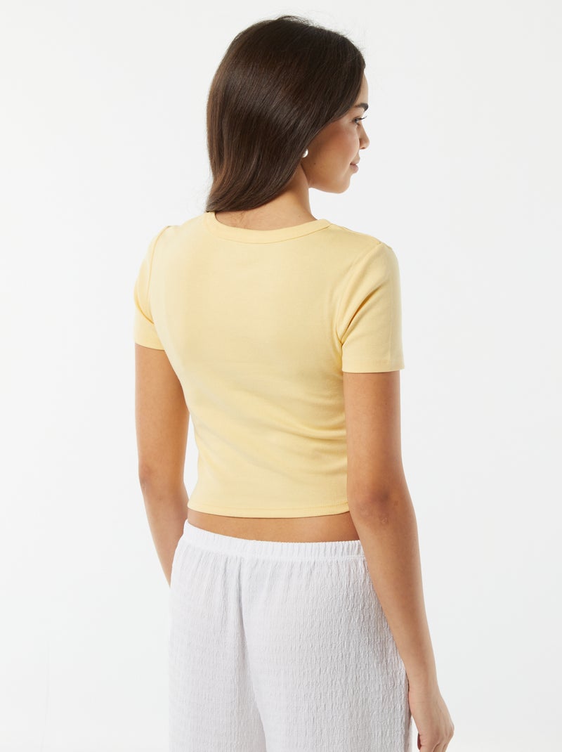 T-shirt cropped maniche corte GIALLO - Kiabi