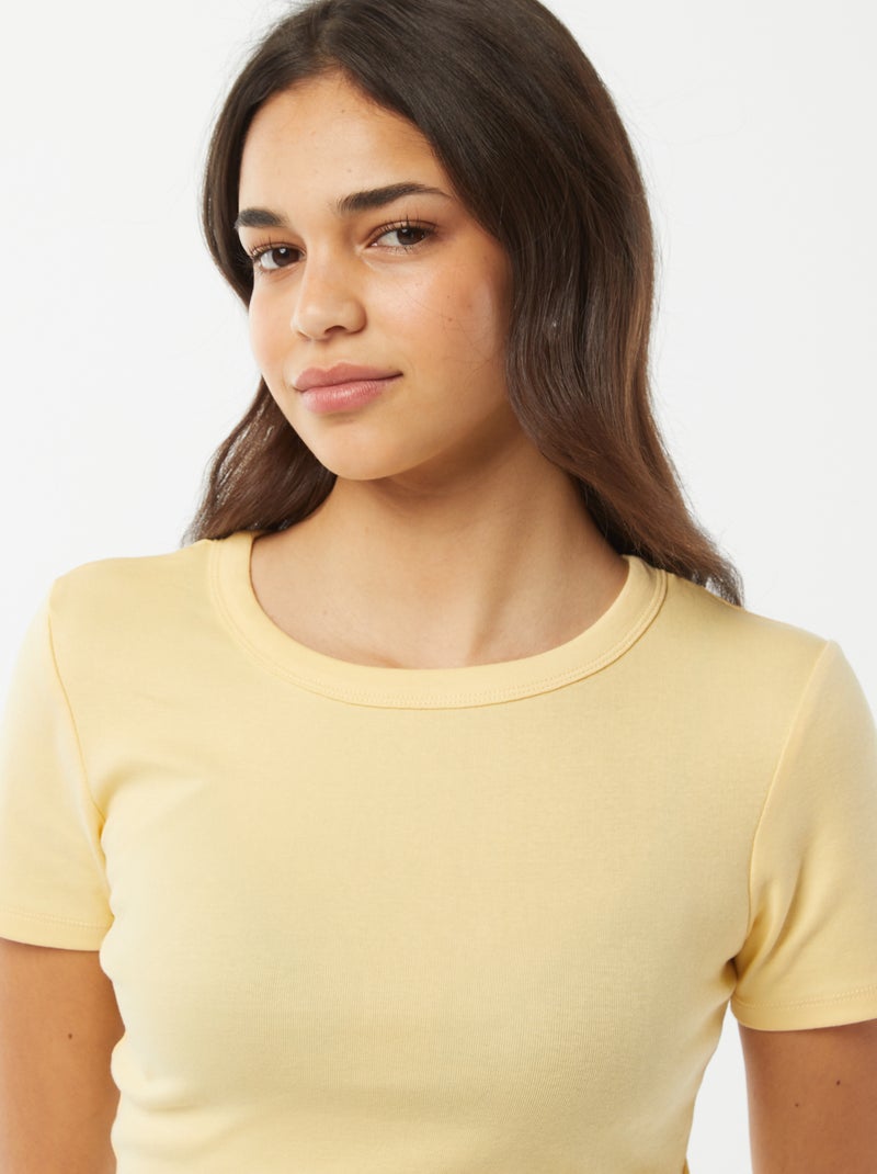 T-shirt cropped maniche corte GIALLO - Kiabi