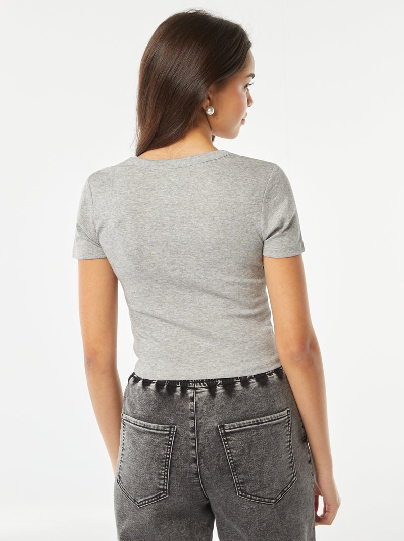 T-shirt cropped maniche corte GRIGIO - Kiabi