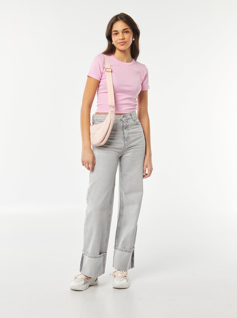 T-shirt cropped maniche corte ROSA - Kiabi