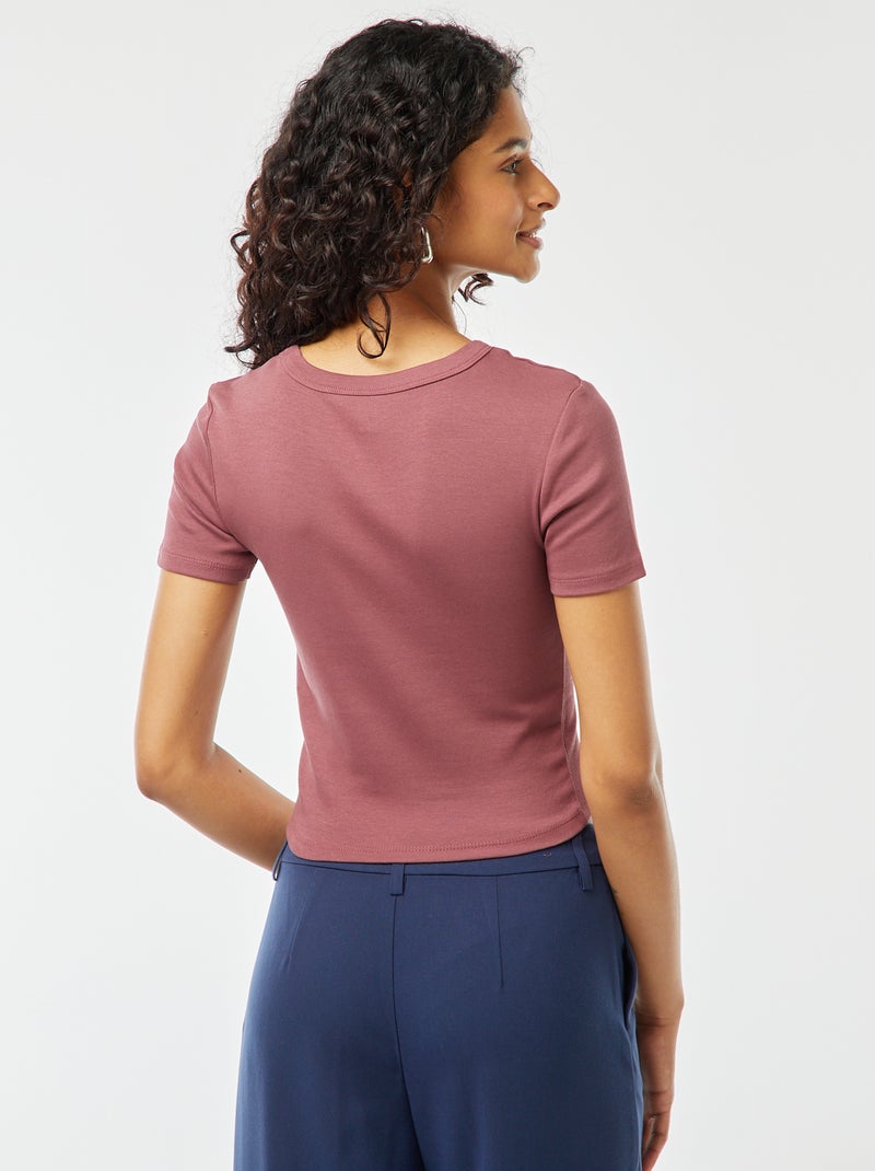 T-shirt cropped maniche corte Rosa - Kiabi