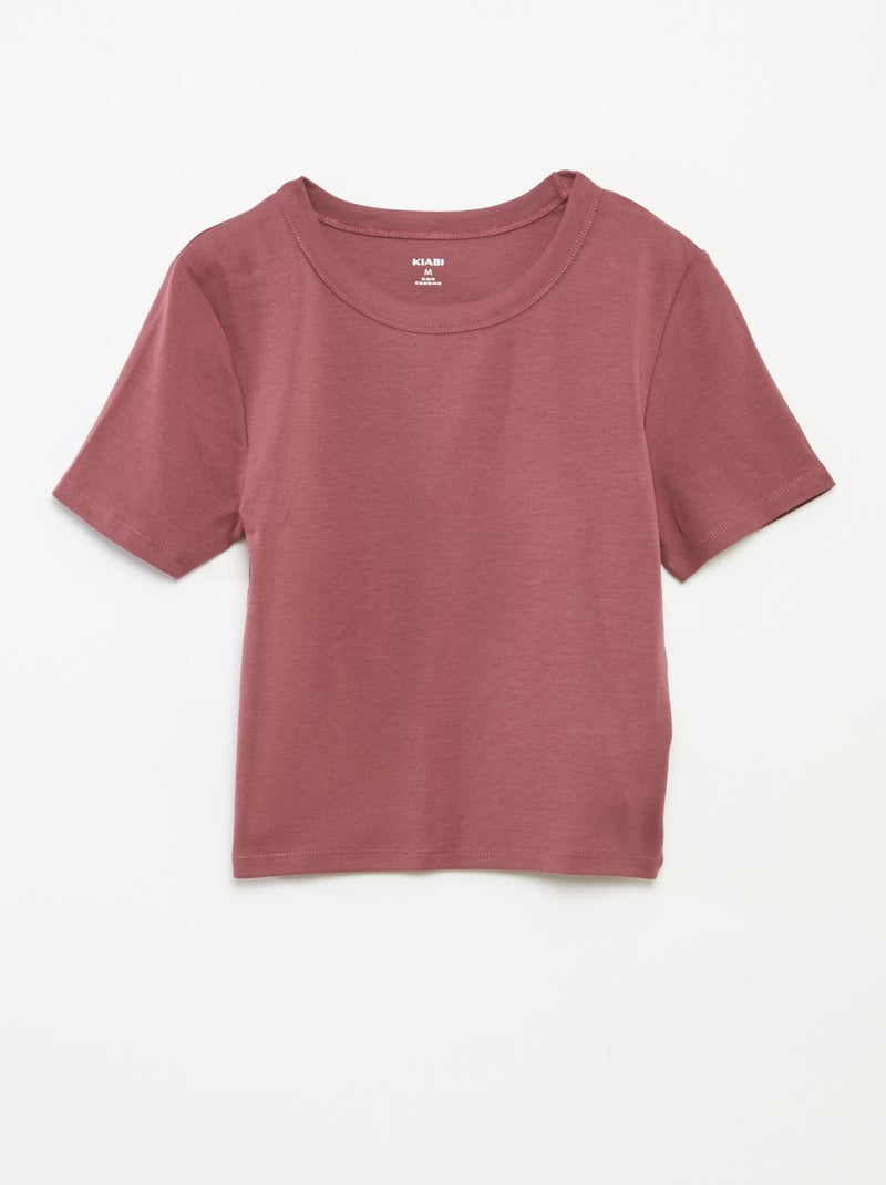 T-shirt cropped maniche corte Rosa - Kiabi