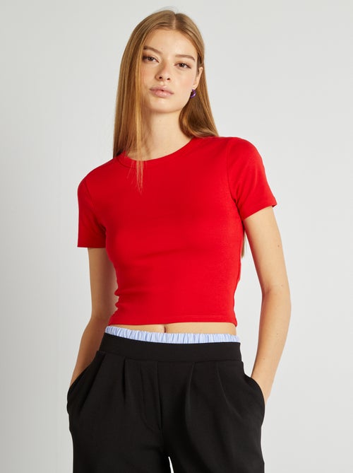 T-shirt cropped maniche corte - Kiabi