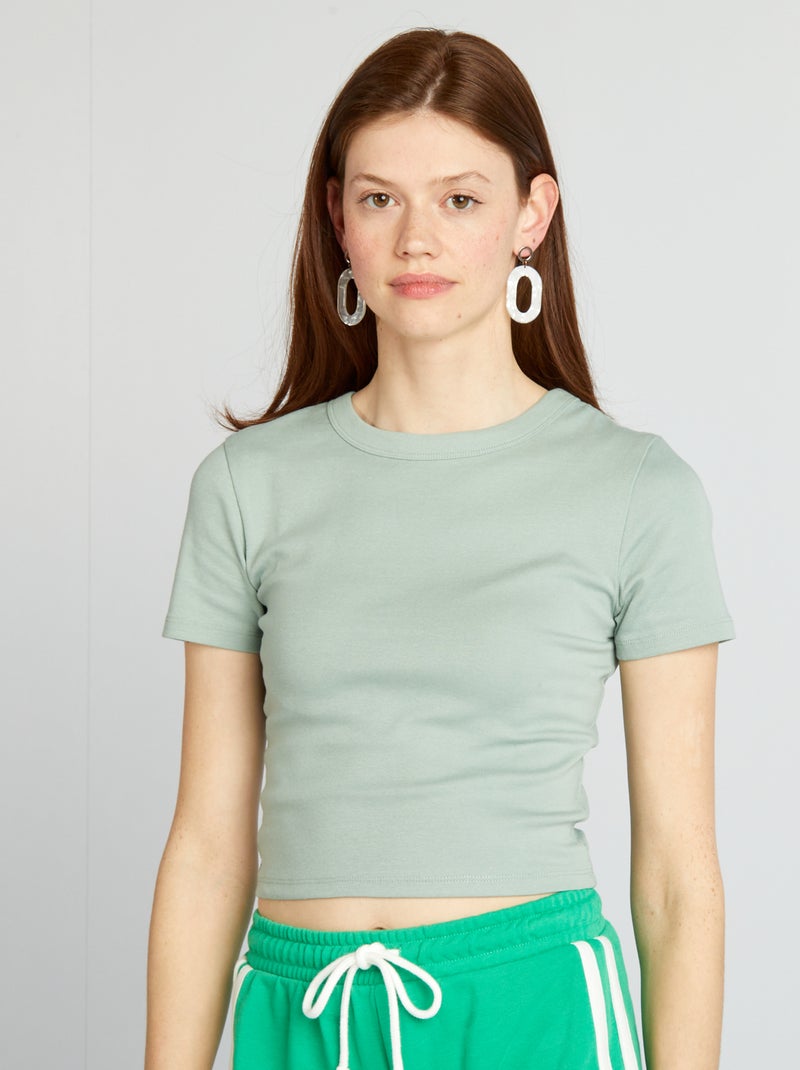 T-shirt cropped maniche corte VERDE - Kiabi