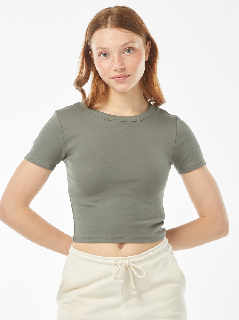 T-shirt cropped maniche corte Verde - Kiabi