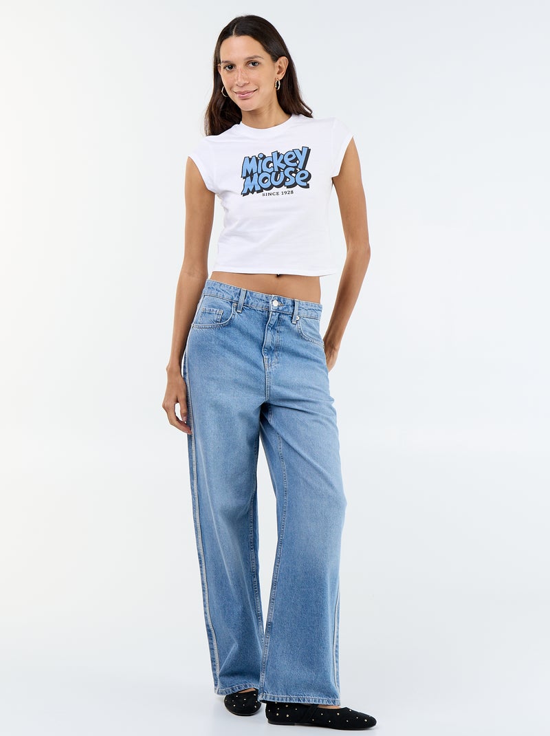 T-shirt cropped 'Mickey' Bianco - Kiabi
